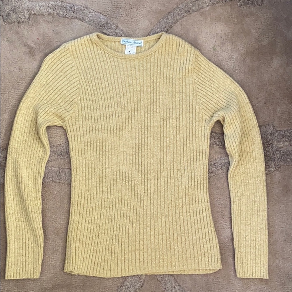 Stephanie Andrews gold crew neck sweater, S